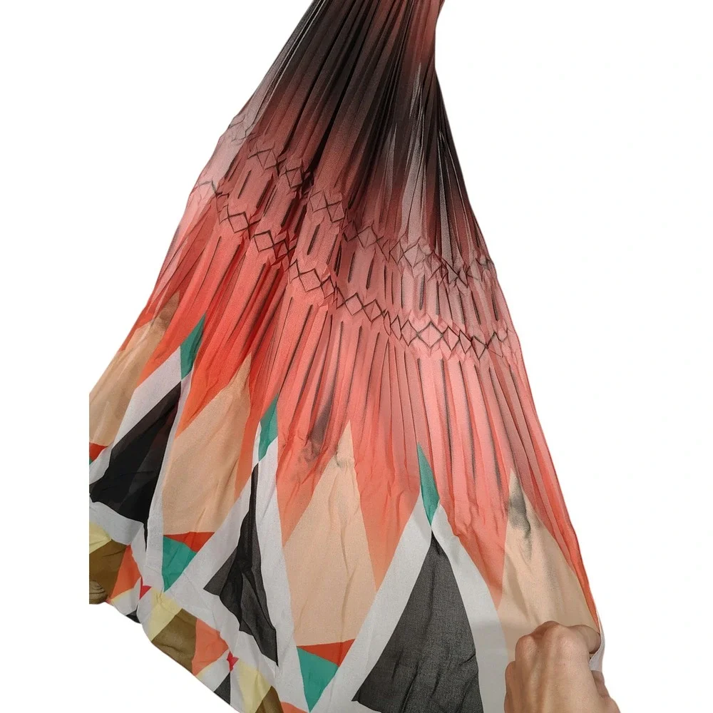 Etro Milano Pleated‎ Geometric Print Scarf Wrap Italy